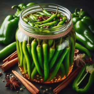 ترشی فلفل سوزنی سبز 500 گرمی