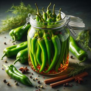 ترشی فلفل سوزنی سبز 500 گرمی