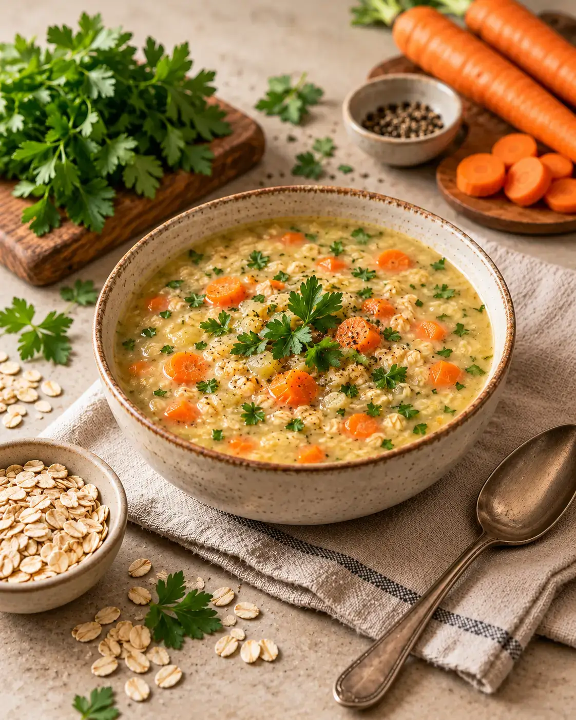 تصویر 2 از رسپی سوپ جو دوسر پرک با جعفری و هویج